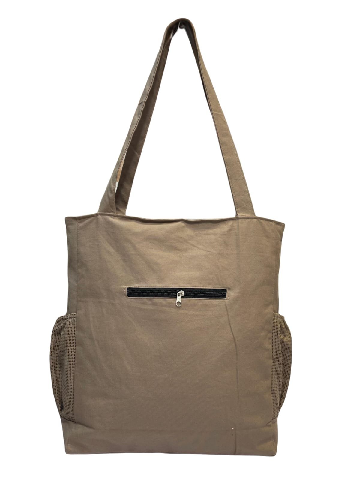 Beige Embroidered Tote Bag – Multi-Pocket Shoulder Handbag - Image 5
